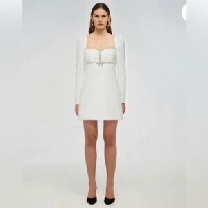 Self-Portrait White  Crepe Diamante Mini Dress